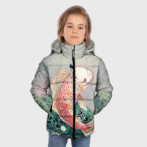 Зимняя куртка для мальчиков 3D Рыба, цвет черный - фото 3
