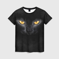Женская футболка 3D Черная кошка