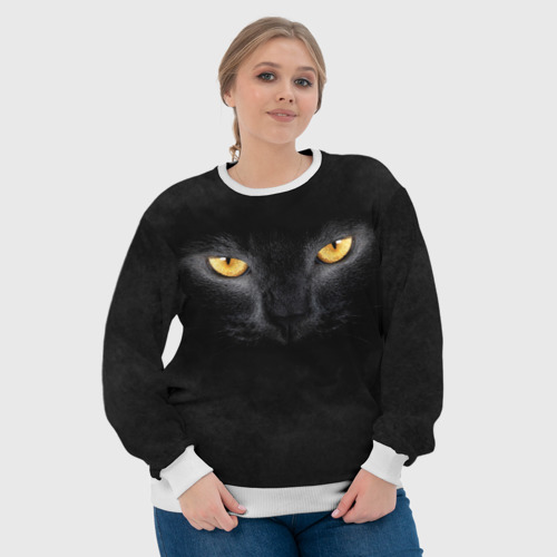 Женский свитшот 3D Черная кошка, цвет 3D печать - фото 6