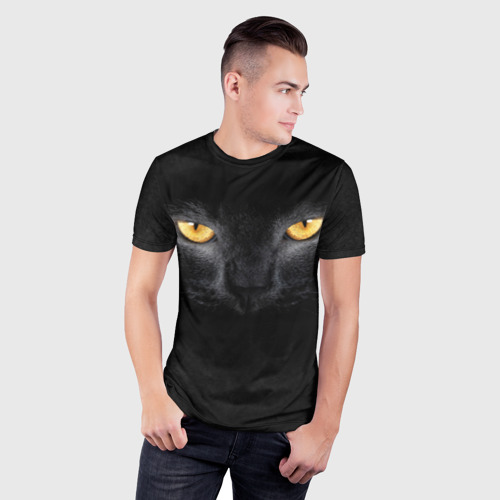 Мужская футболка 3D Slim Черная кошка, цвет 3D печать - фото 3
