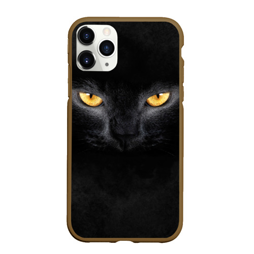 Чехол для iPhone 11 Pro Max матовый Черная кошка, цвет коричневый