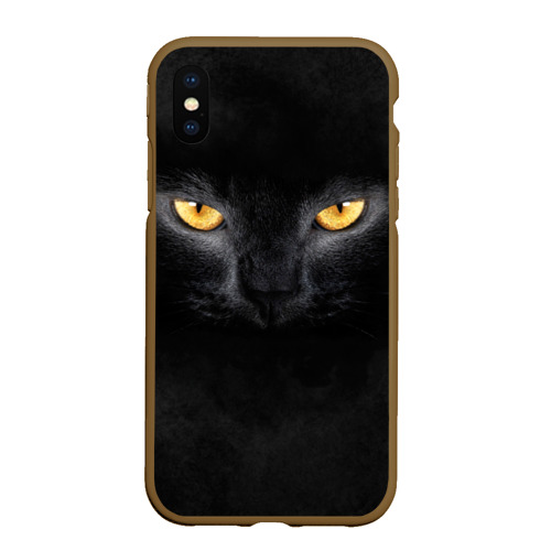 Чехол для iPhone XS Max матовый Черная кошка, цвет коричневый
