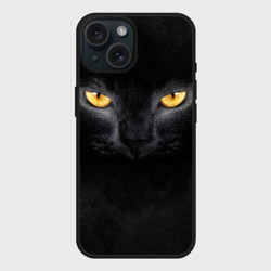 Чехол силиконовый для Apple iPhone 15 матовый Черная кошка