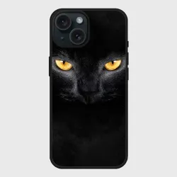 Чехол силиконовый для Apple iPhone 15 матовый Черная кошка