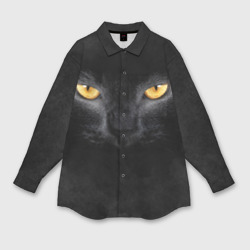 Женская рубашка oversize 3D Черная кошка