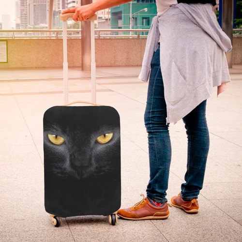 Чехол для чемодана 3D Черная кошка, цвет 3D печать - фото 4