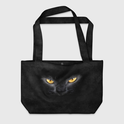 Пляжная сумка с принтом Черная кошка, вид спереди №1
