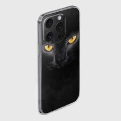 Чехол для iPhone 15 Pro силиконовый с защитой камеры Черная кошка - фото 2