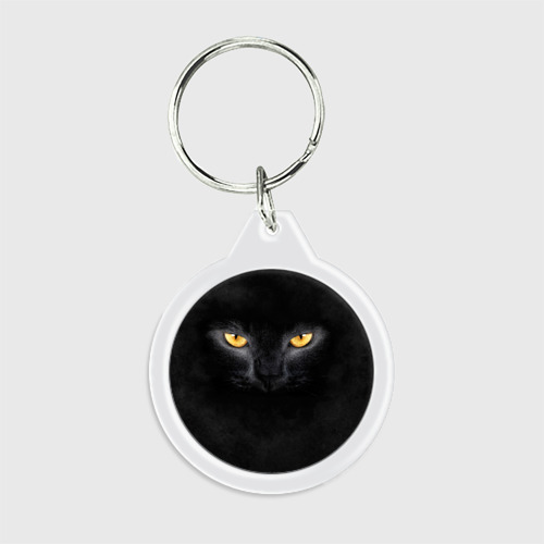Брелок круглый Черная кошка