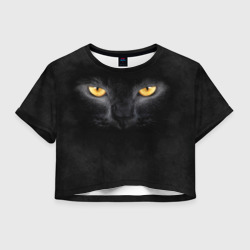 Женская футболка Crop-top 3D Черная кошка