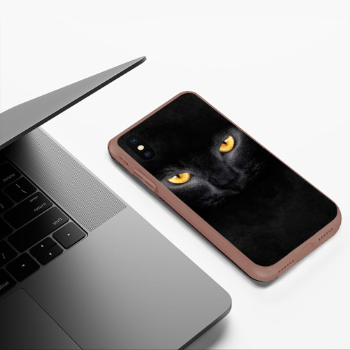 Чехол для iPhone XS Max матовый Черная кошка, цвет коричневый - фото 5