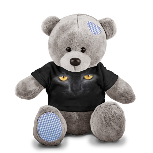 Мишка в футболке 3D Черная кошка Фото 01 Мишка в футболке 3D Черная кошка Фото 01