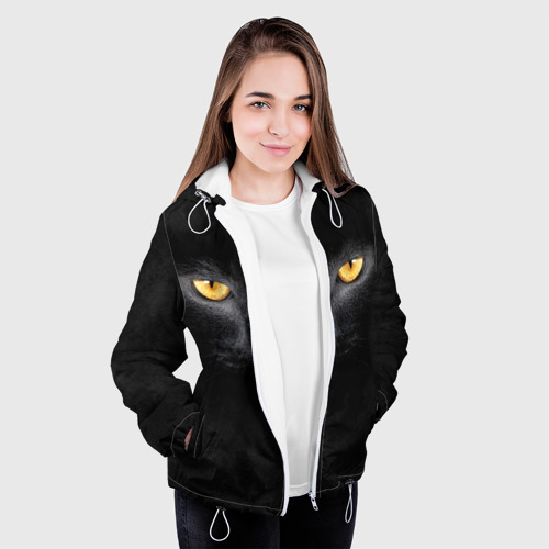 Женская куртка 3D Черная кошка, цвет белый - фото 4