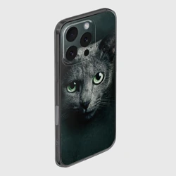 Чехол для iPhone 16 Pro Max силиконовый с защитой камеры Серый кот - фото 2