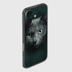 Чехол для iPhone 16 силиконовый с защитой камеры Серый кот - фото 2