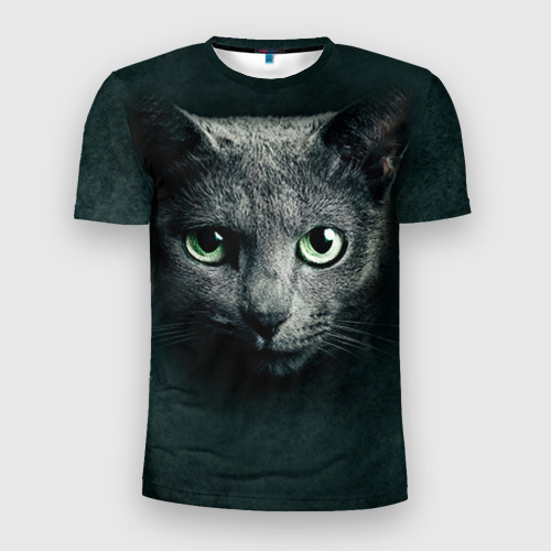 Мужская футболка 3D Slim Серый кот, цвет 3D печать