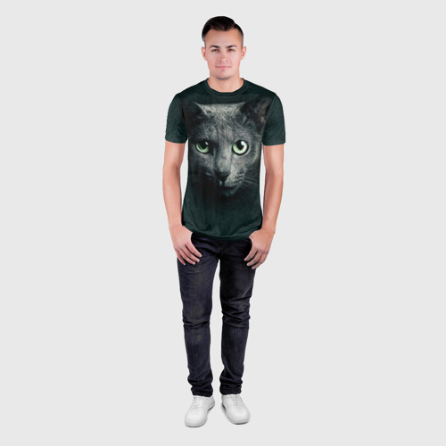 Мужская футболка 3D Slim Серый кот, цвет 3D печать - фото 4