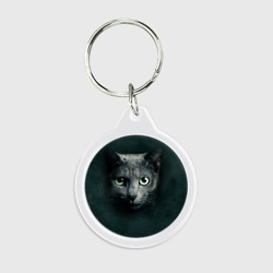 Брелок круглый Серый кот