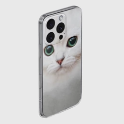 Чехол для iPhone 16 Pro Max силиконовый с защитой камеры Белый котик - фото 2