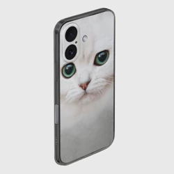 Чехол для iPhone 16 силиконовый с защитой камеры Белый котик - фото 2