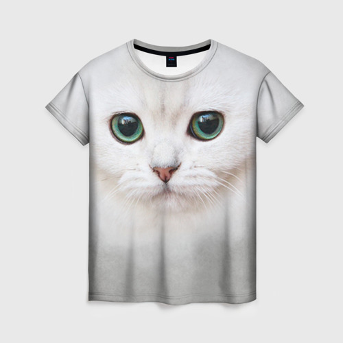 Женская футболка 3D Белый котик