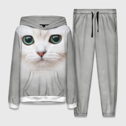 Женский костюм с толстовкой 3D Белый котик