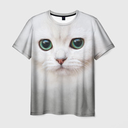 Мужская футболка 3D Белый котик
