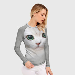 Женский рашгард 3D Белый котик - фото 2