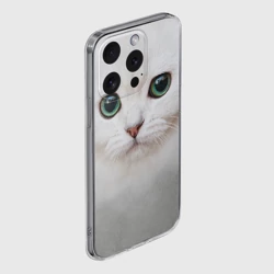 Чехол для iPhone 15 Pro Max силиконовый с защитой камеры Белый котик - фото 2