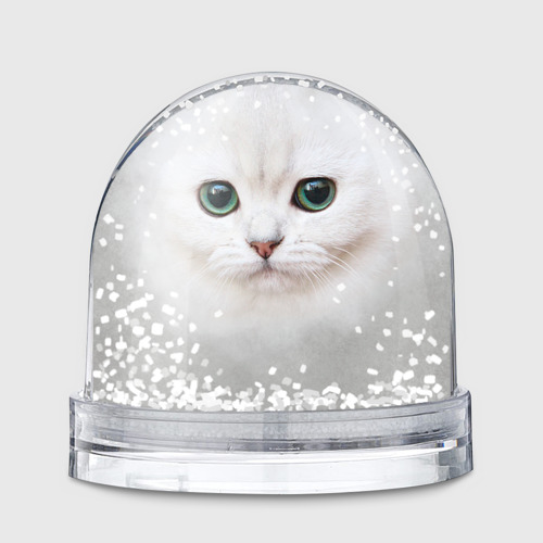 Игрушка Снежный шар Белый котик