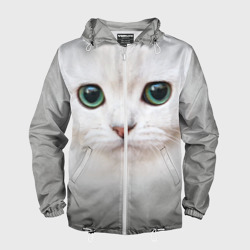 Мужская ветровка 3D Белый котик