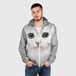 Мужская ветровка 3D Белый котик - фото 2