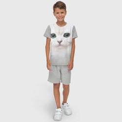 Детский костюм с шортами 3D Белый котик - фото 2