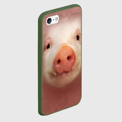 Чехол для iPhone 5/5S матовый Хрюшка мордашка крупный пятак - фото 2