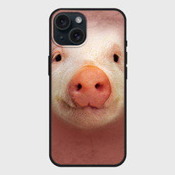 Чехол силиконовый для Apple iPhone 15 матовый Хрюшка мордашка крупный пятак