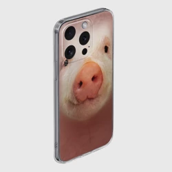 Чехол для iPhone 15 Pro Max силиконовый с защитой камеры Хрюшка мордашка крупный пятак - фото 2