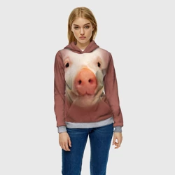 Женская толстовка 3D Хрюшка мордашка крупный пятак - фото 2