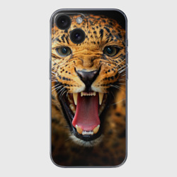 Чехол для iPhone 15 силиконовый с защитой камеры Леопард