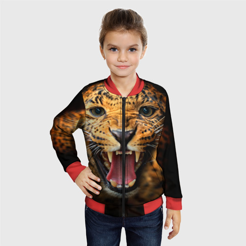 Детский бомбер 3D Леопард, цвет красный - фото 3