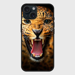 Чехол силиконовый для Apple iPhone 15 матовый Леопард
