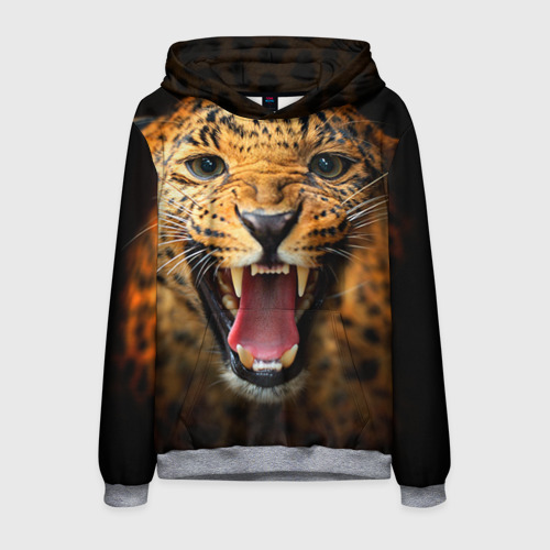 Мужская толстовка 3D Леопард, цвет меланж