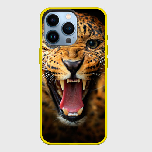 Чехол для iPhone 13 Pro Леопард, цвет желтый