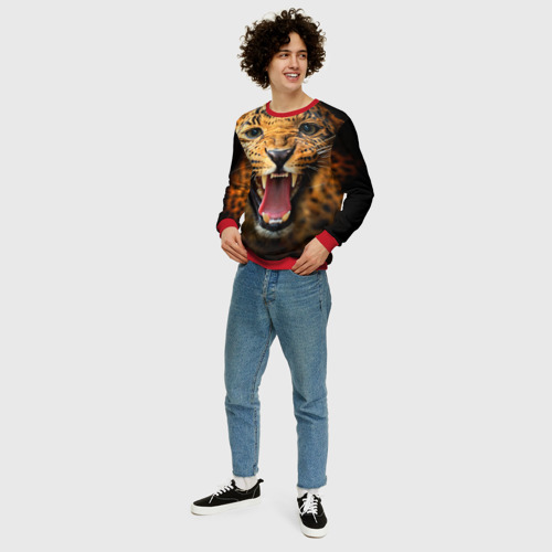 Мужской свитшот 3D Леопард, цвет красный - фото 5