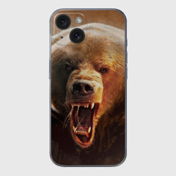 Чехол для iPhone 15 силиконовый с защитой камеры Медведь