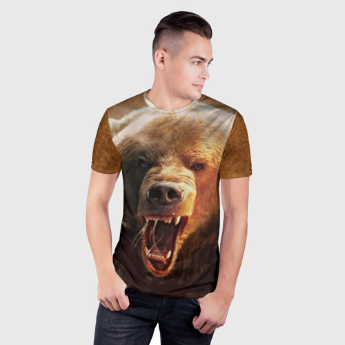 Мужская футболка 3D Slim Медведь, цвет 3D печать - фото 3
