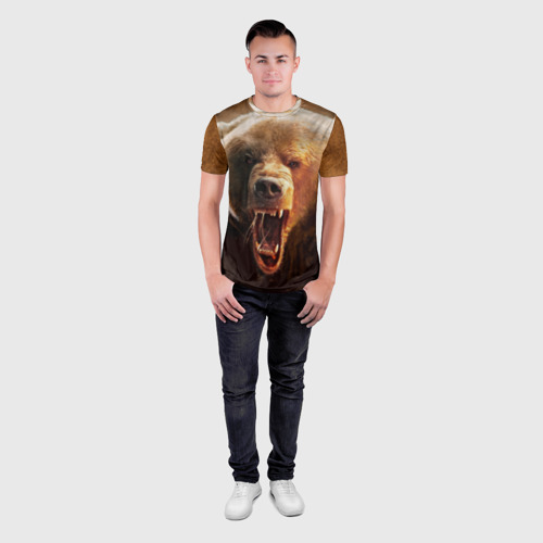 Мужская футболка 3D Slim Медведь, цвет 3D печать - фото 4