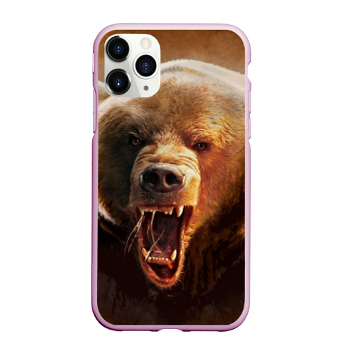 Чехол для iPhone 11 Pro матовый Медведь, цвет розовый