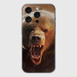 Чехол для iPhone 15 Pro силиконовый с защитой камеры Медведь