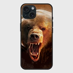 Чехол силиконовый для Apple iPhone 15 матовый Медведь