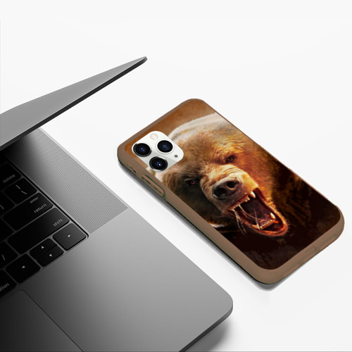 Чехол для iPhone 11 Pro Max матовый Медведь, цвет коричневый - фото 5